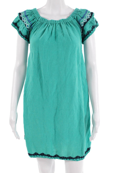 Vineyard Vines Women Kaftan Dress Green Short Sleeve Size S