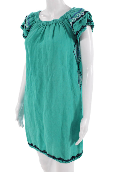 Vineyard Vines Women Kaftan Dress Green Short Sleeve Size S