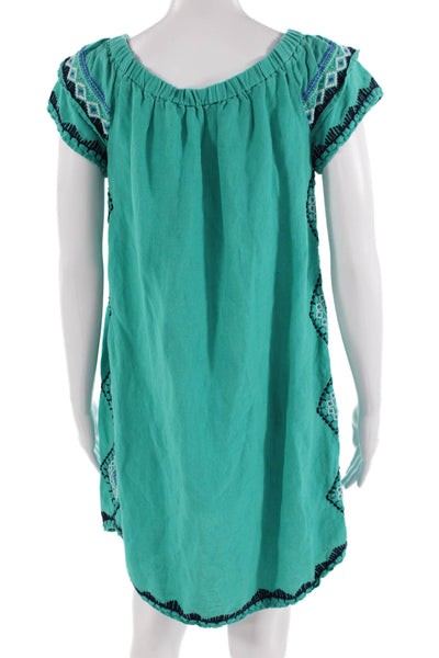 Vineyard Vines Women Kaftan Dress Green Short Sleeve Size S