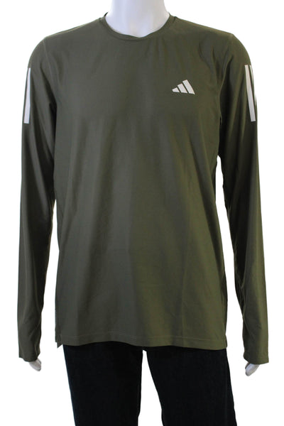 Adidas Mens Green Long Sleeve T-Shirt Sports Size M