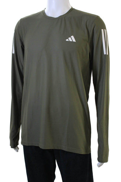 Adidas Mens Green Long Sleeve T-Shirt Sports Size M