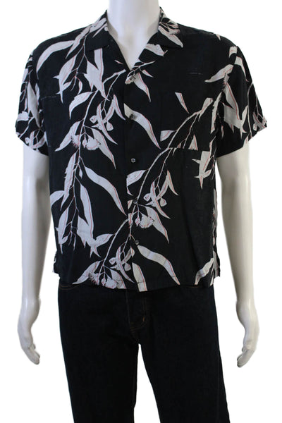 Double Rainbouu Mens Abstract Short Sleeve Button Up Shirt Black Size XS