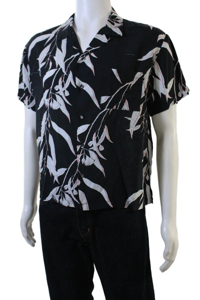 Double Rainbouu Mens Abstract Short Sleeve Button Up Shirt Black Size XS