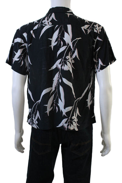 Double Rainbouu Mens Abstract Short Sleeve Button Up Shirt Black Size XS