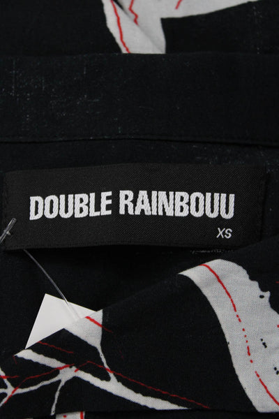 Double Rainbouu Mens Abstract Short Sleeve Button Up Shirt Black Size XS