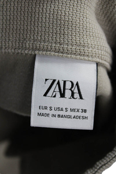 Zara Mens Cotton Collared Shirt Sleeve Polo Shirt Beige Size S