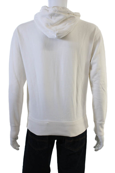 Scotch & Soda Mens Pullover Hoodie White Cotton Blend Geometric Size S