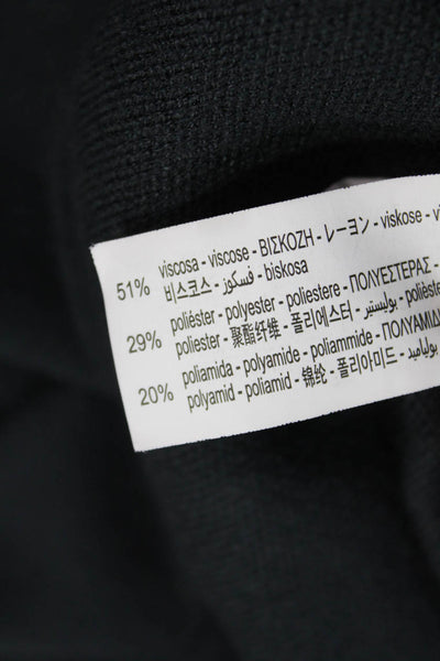 Zara Men Black Point Collar Polo Sweater Long Sleeve Viscose Blend Size M