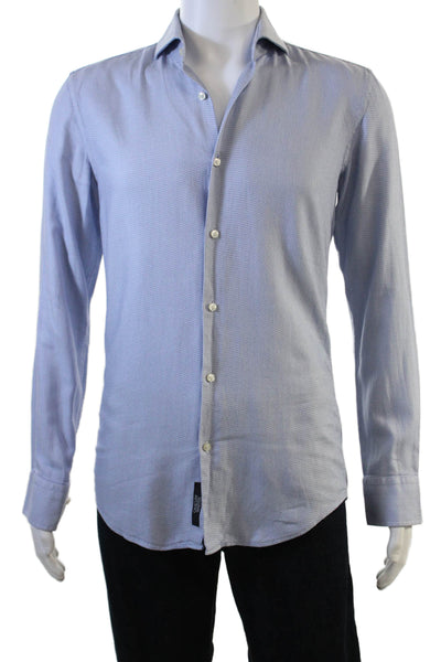 Boss Hugo Boss Mens Cotton Collared Long Sleeve Button Up Shirt Blue Size 38/15
