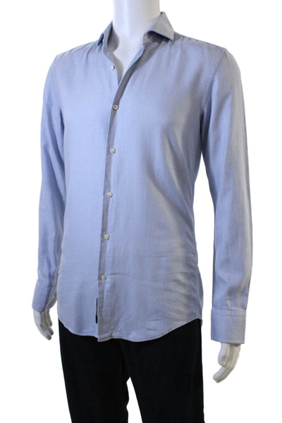 Boss Hugo Boss Mens Cotton Collared Long Sleeve Button Up Shirt Blue Size 38/15