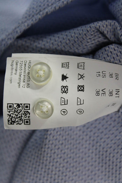 Boss Hugo Boss Mens Cotton Collared Long Sleeve Button Up Shirt Blue Size 38/15