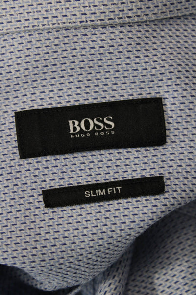 Boss Hugo Boss Mens Cotton Collared Long Sleeve Button Up Shirt Blue Size 38/15