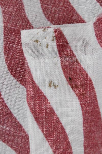 Double Rainbouu Mens Linen Striped Short Sleeve Button Up Shirt Red Size XS