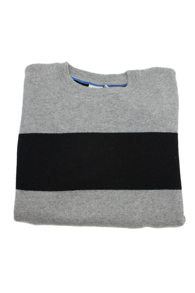 Boss Hugo Boss Boys Cotton Knit Striped Pullover Sweater Gray Size S