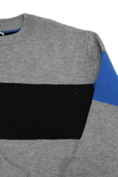 Boss Hugo Boss Boys Cotton Knit Striped Pullover Sweater Gray Size S