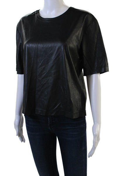 BCBGMAXAZRIA Women Black Biker Basic T-Shirt Crew Neck Short Sleeve Size S