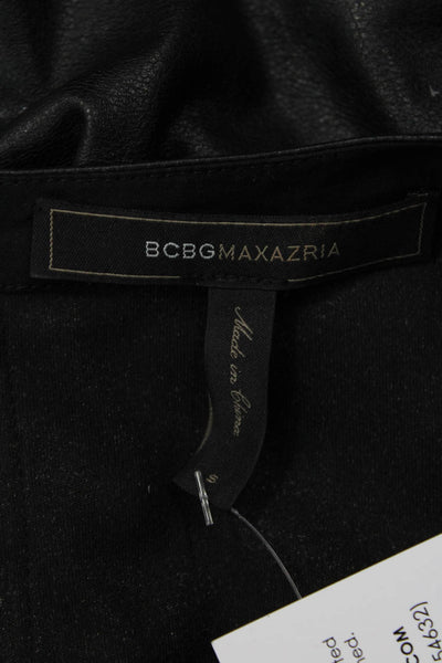 BCBGMAXAZRIA Women Black Biker Basic T-Shirt Crew Neck Short Sleeve Size S
