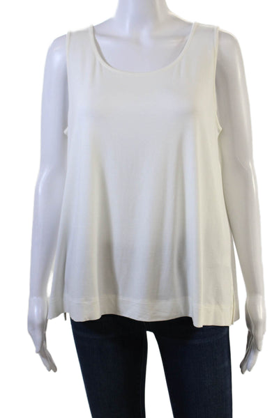 J. Jill Women Basic White Tank Round Neck Sleeveless Petites Size PM
