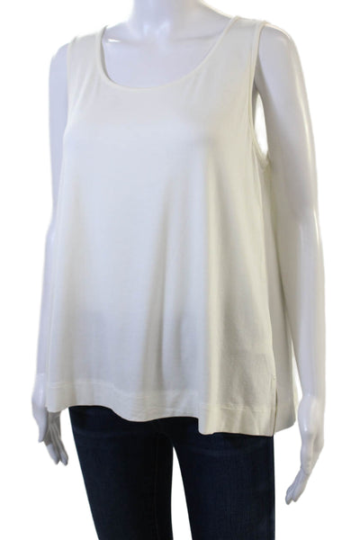 J. Jill Women Basic White Tank Round Neck Sleeveless Petites Size PM