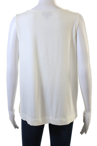 J. Jill Women Basic White Tank Round Neck Sleeveless Petites Size PM