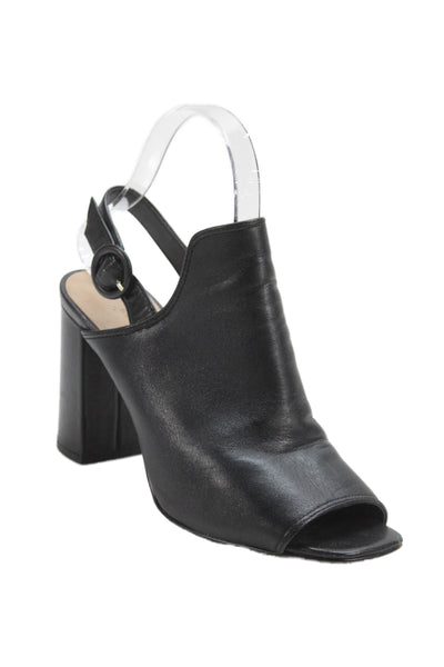 Banana Republic Womens Block Heel Ankle Strap Peep Toe Pumps Black Leather 7M