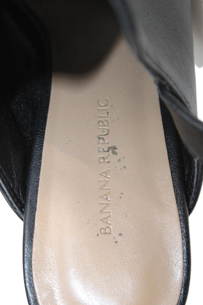 Banana Republic Womens Block Heel Ankle Strap Peep Toe Pumps Black Leather 7M