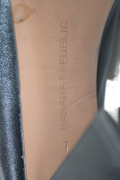 Banana Republic Womens Block Heel Ankle Strap Peep Toe Pumps Black Leather 7M