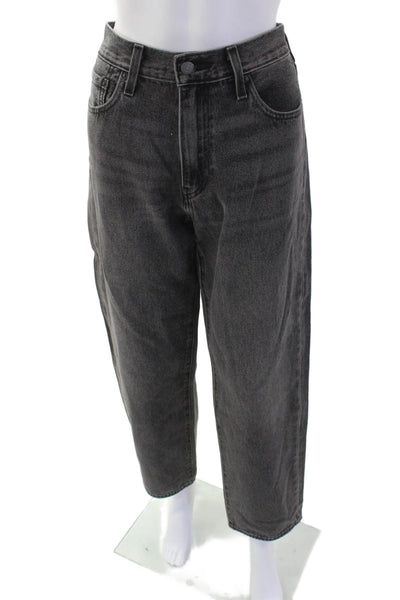 Levis Mens Cropped Straight Jeans Dark Gray High Rise 100% Cotton Size 30