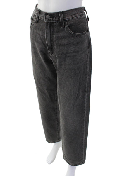 Levis Mens Cropped Straight Jeans Dark Gray High Rise 100% Cotton Size 30