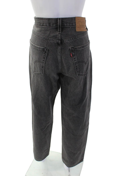 Levis Mens Cropped Straight Jeans Dark Gray High Rise 100% Cotton Size 30