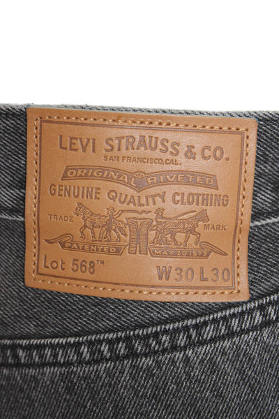 Levis Mens Cropped Straight Jeans Dark Gray High Rise 100% Cotton Size 30