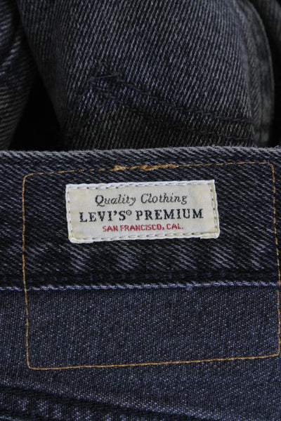 Levis Mens Cropped Straight Jeans Dark Gray High Rise 100% Cotton Size 30
