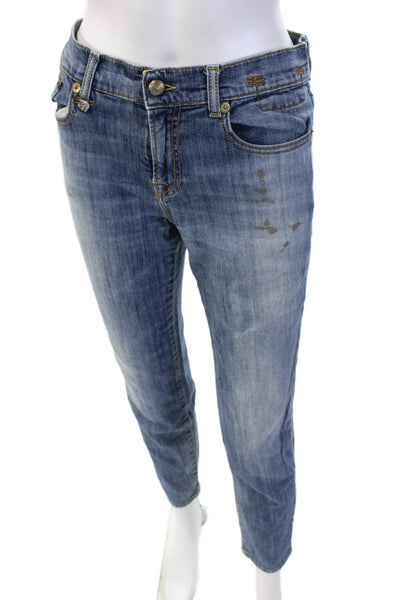 R13 Womens Ankle Cropped Mid-Rise Blue Jeans Size 27