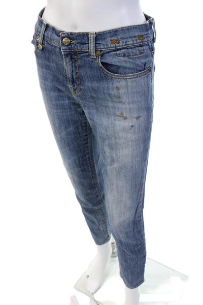 R13 Womens Ankle Cropped Mid-Rise Blue Jeans Size 27