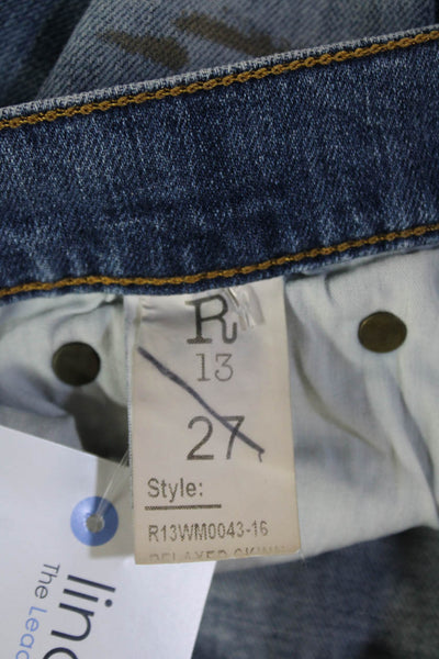 R13 Womens Ankle Cropped Mid-Rise Blue Jeans Size 27