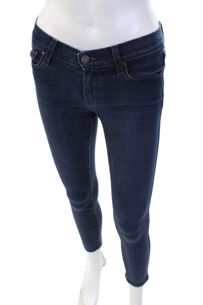 Paige Women Dark Blue Ankle Skinny Jeans Mid Rise Button Size 26