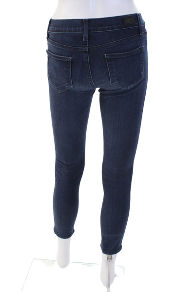 Paige Women Dark Blue Ankle Skinny Jeans Mid Rise Button Size 26