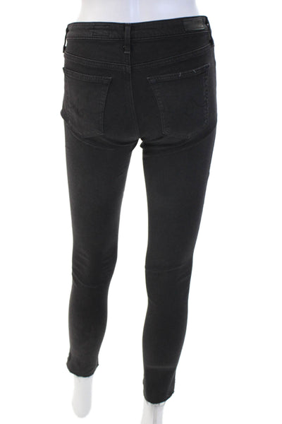 AG Adriano Goldschmied Women Black Ankle Skinny Jeans Mid Rise Button Size 26
