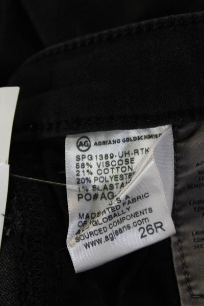 AG Adriano Goldschmied Women Black Ankle Skinny Jeans Mid Rise Button Size 26