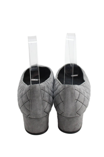 Santorini Womens Suede Quilted Detail Slip On Heels Gray Size 8