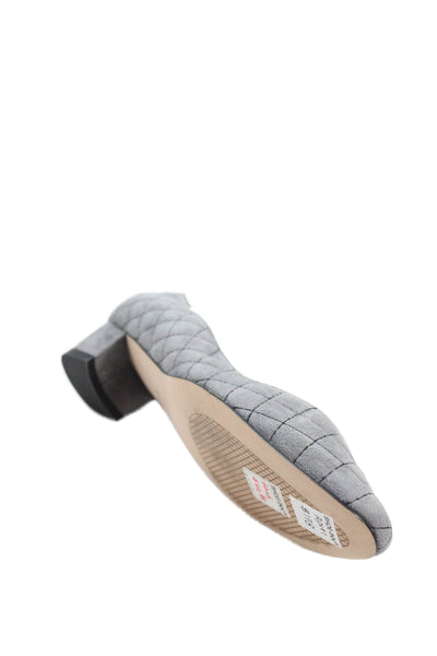 Santorini Womens Suede Quilted Detail Slip On Heels Gray Size 8