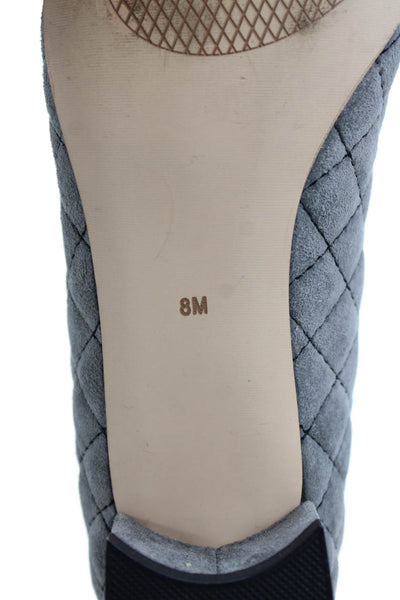 Santorini Womens Suede Quilted Detail Slip On Heels Gray Size 8