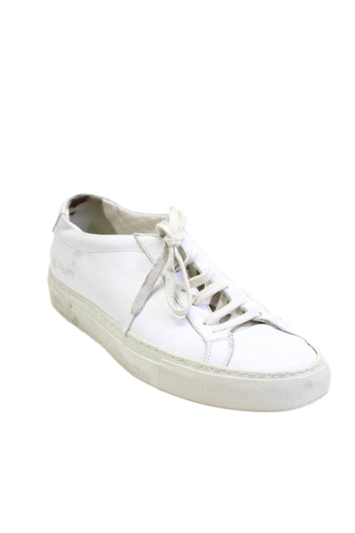 Woman by Common Projects Womens Lace Up Low Top Sneakers White Leather Size 39