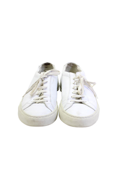 Woman by Common Projects Womens Lace Up Low Top Sneakers White Leather Size 39