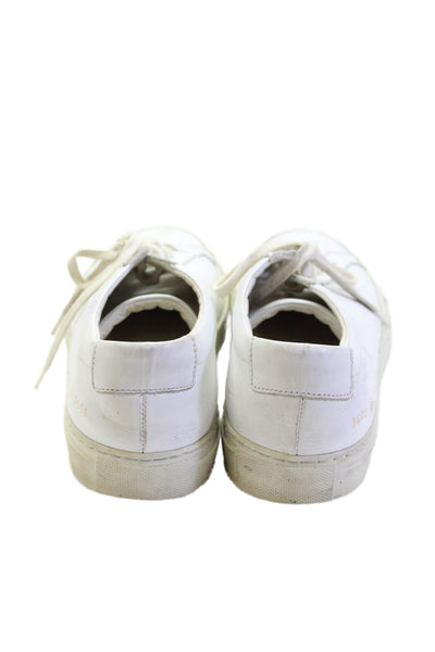 Woman by Common Projects Womens Lace Up Low Top Sneakers White Leather Size 39