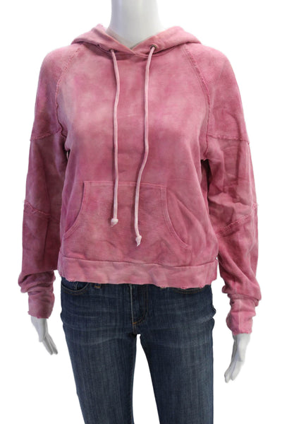 Love Shack Fancy Women Pullover Hoodie Pink Cotton Bohemian Long Sleeve Size XS