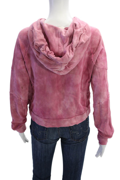 Love Shack Fancy Women Pullover Hoodie Pink Cotton Bohemian Long Sleeve Size XS