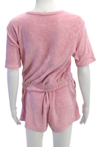 Monrow Womens Pink Romper Crew Neck Short Sleeve Size S