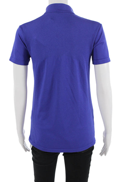 Nike Women Polo Top Blue Mock Neck Short Sleeve Size M
