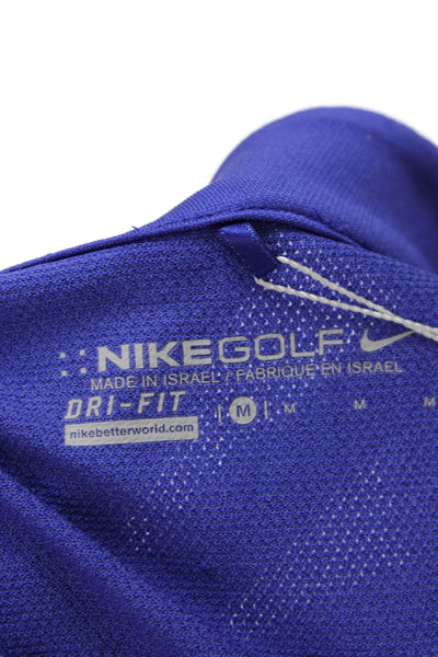 Nike Women Polo Top Blue Mock Neck Short Sleeve Size M